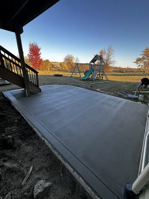 new concrete pad laid for a customer